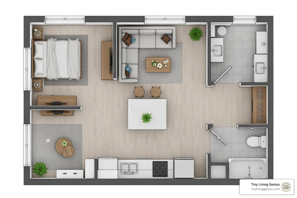 floor plan for a studio apartment