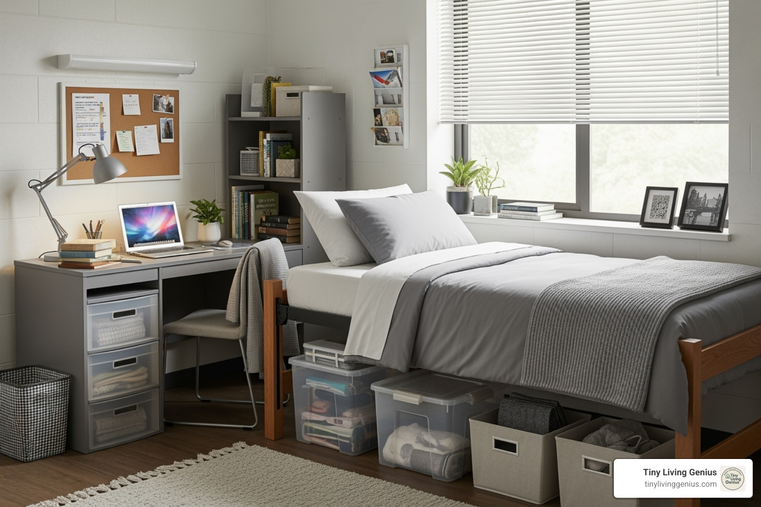 under bed dorm storage ideas